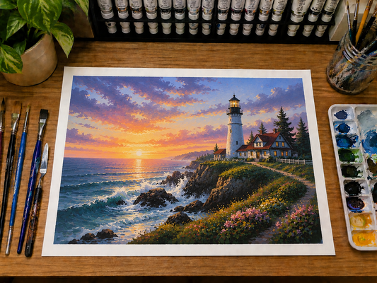 Limited Edition PRINT of my Original Acrylic Landscape on Cartridge Paper - No Frame (Size: A4 & A3)