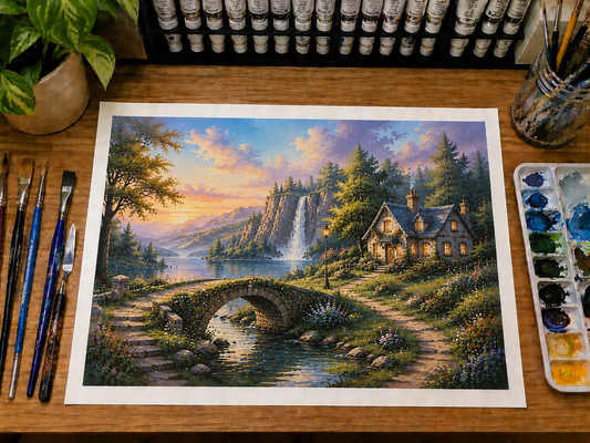 Limited Edition PRINT of my Original Acrylic Landscape on Cartridge Paper - No Frame (Size: A4 & A3)