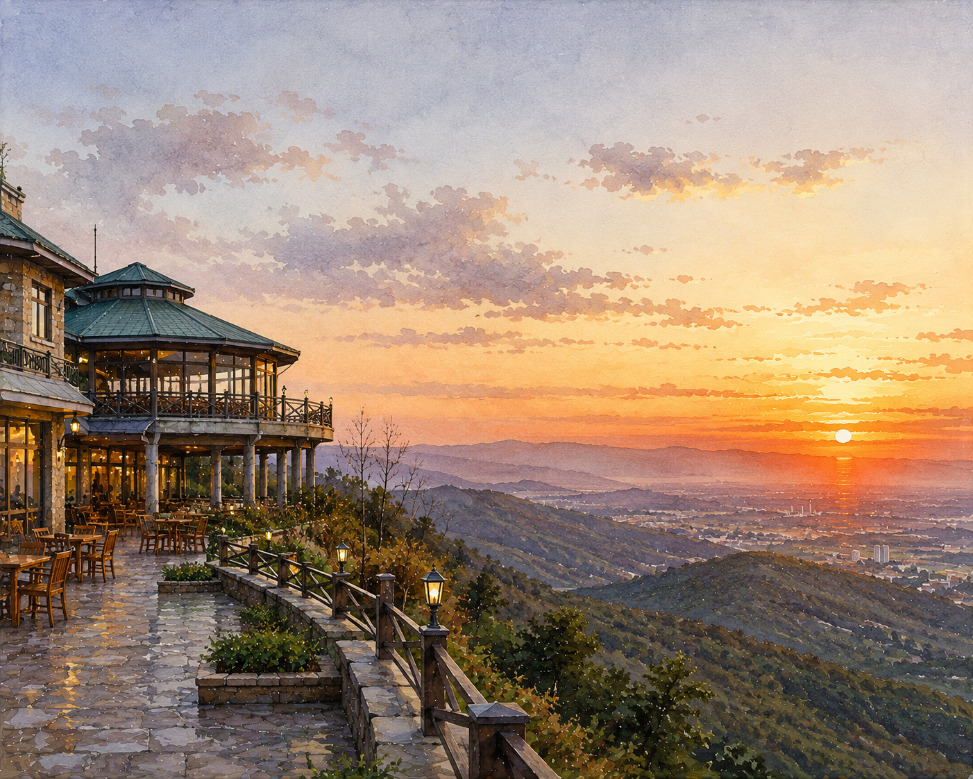 Limited Edition PRINT of my Original WaterColour Painting of Monal Islamabad Sunset View, City of Pakistan - on Cartridge Paper - No Frame (Size: A4 & A3)
