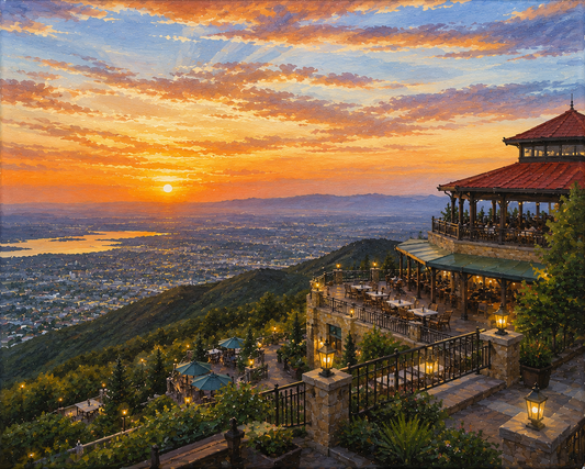 Limited Edition PRINT of my Original Acrylic Painting of Monal Islamabad Sunset View, City of Pakistan - on Cartridge Paper - No Frame (Size: A4 & A3)
