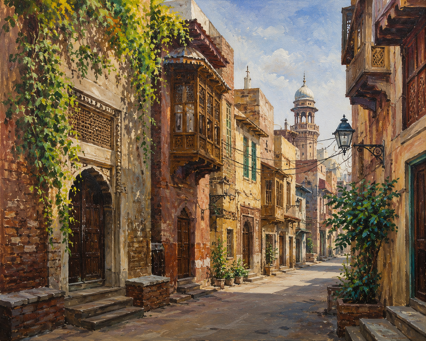 Limited Edition PRINT of my Original Acrylic Painting of Androon Lahore, City of Pakistan - on Cartridge Paper - No Frame (Size: A4 & A3)