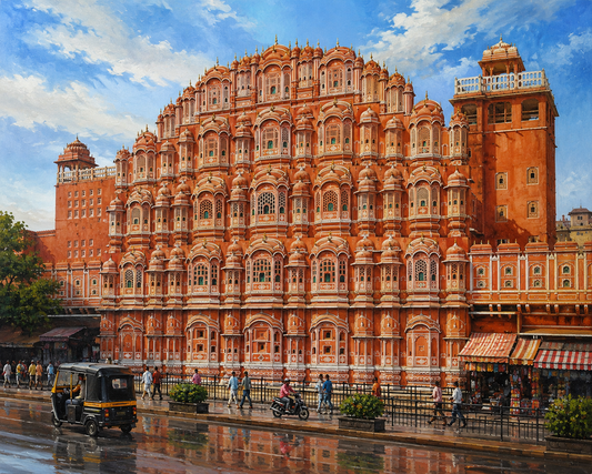 Limited Edition PRINT of my Original Acrylic Painting of Jaipur Hawa Mahal, City of India - on Cartridge Paper - No Frame (Size: A4 & A3)