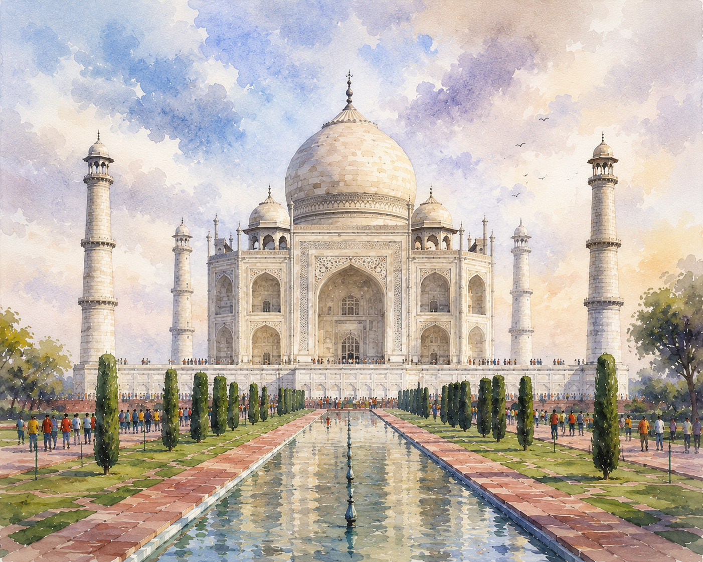 Limited Edition PRINT of my Original WaterColour Painting of Taj Mahal, City of India - on Cartridge Paper - No Frame (Size: A4 & A3)