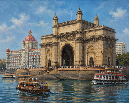Limited Edition PRINT of my Original Acrylic Painting of Gateway of India, Mumbai, City of India - on Cartridge Paper - No Frame (Size: A4 & A3)