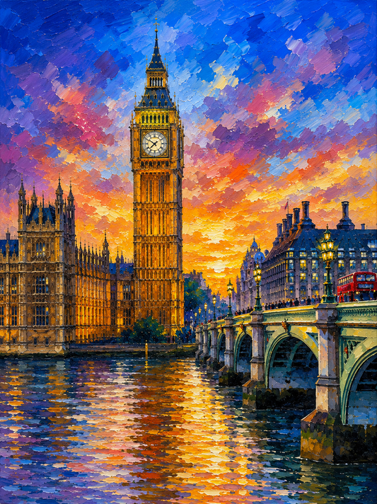 Limited Edition PRINT of my Original Acrylic Painting of Big Ben, London, City of United Kingdom - on Cartridge Paper - No Frame (Size: A4 & A3)