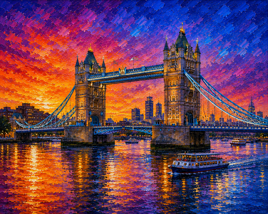 Limited Edition PRINT of my Original Acrylic Painting of Tower Bridge, London, City of United Kingdom - on Cartridge Paper - No Frame (Size: A4 & A3)
