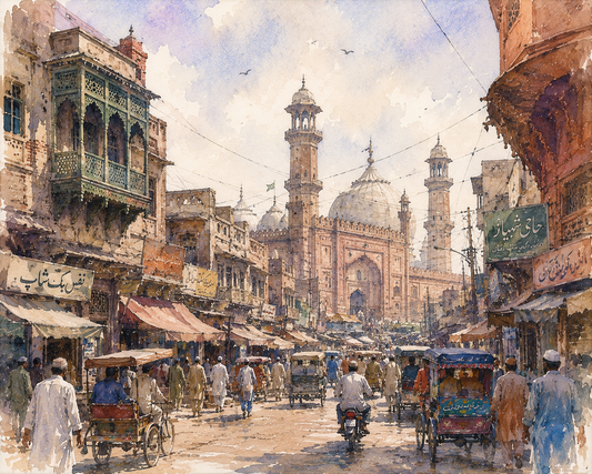 Limited Edition PRINT of my Original WaterColour Painting of Lahore Old City, City of Pakistan - on Cartridge Paper - No Frame (Size: A4 & A3)