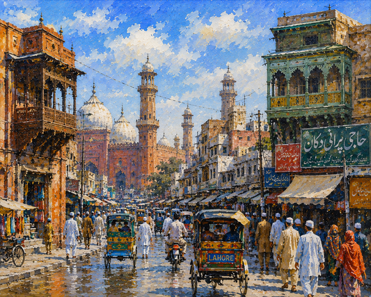 Limited Edition PRINT of my Original Acrylic Painting of Lahore Old City, City of Pakistan - on Cartridge Paper - No Frame (Size: A4 & A3)