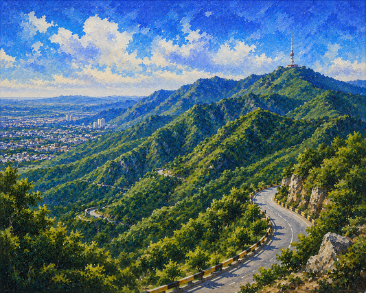 Limited Edition PRINT of my Original Acrylic Painting of Margalla Hills, City of Pakistan - on Cartridge Paper - No Frame (Size: A4 & A3)