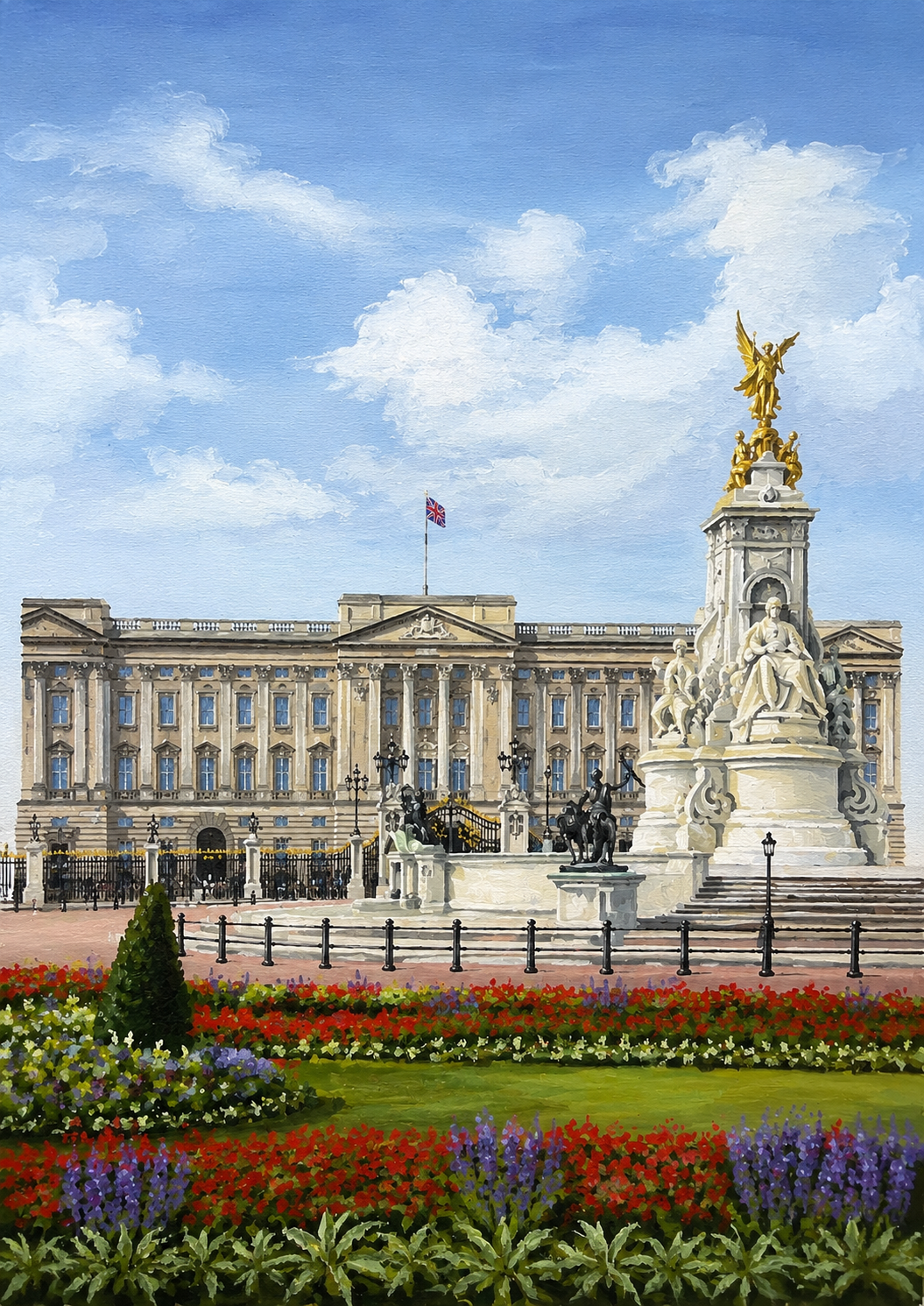 Limited Edition PRINT of my Original Acrylic Painting of Buckingham Palace, London, City of United Kingdom - on Cartridge Paper - No Frame (Size: A4 & A3)
