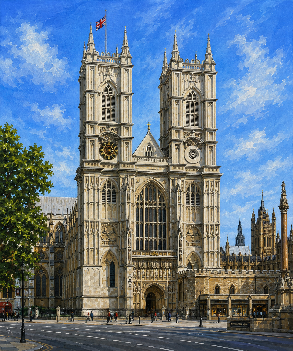 Limited Edition PRINT of my Original Acrylic Painting of Westminster Abbey, London, City of United Kingdom - on Cartridge Paper - No Frame (Size: A4 & A3)