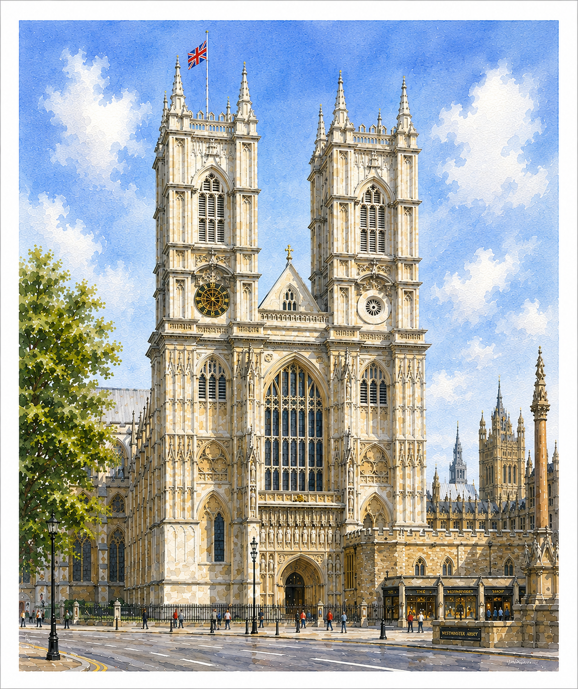 Limited Edition PRINT of my Original WaterColour Painting of Westminster Abbey, London, City of United Kingdom - on Cartridge Paper - No Frame (Size: A4 & A3)