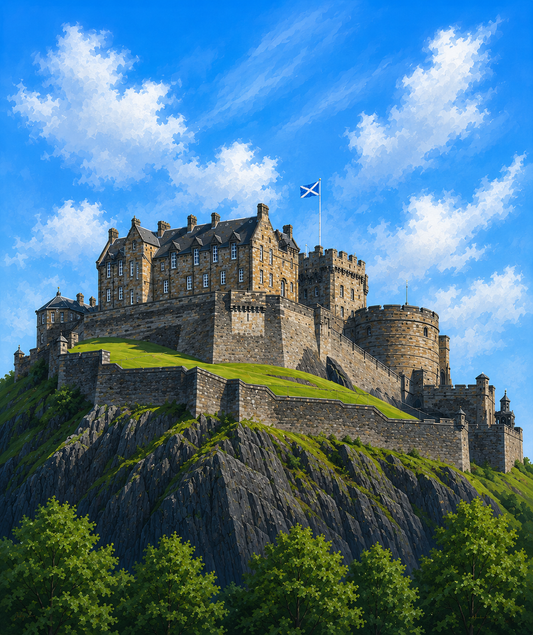 Limited Edition PRINT of my Original Acrylic Painting of Edinburgh Castle, Edinburgh, City of United Kingdom - on Cartridge Paper - No Frame (Size: A4 & A3)