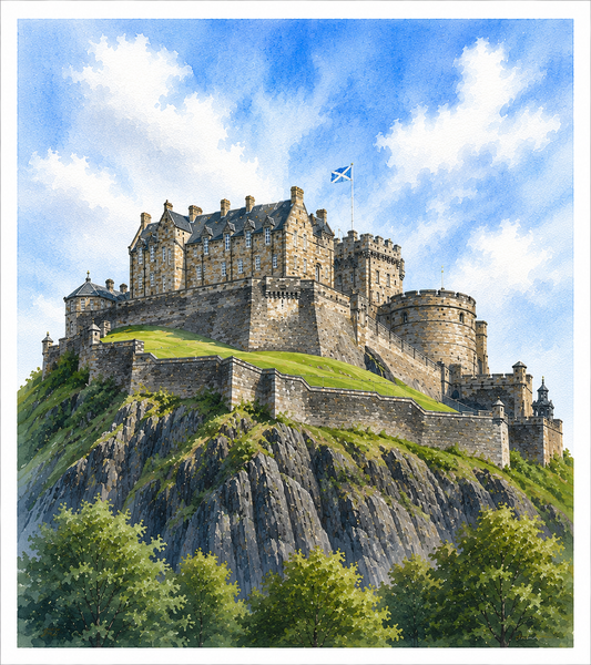 Limited Edition PRINT of my Original WaterColour Painting of Edinburgh Castle, Edinburgh, City of United Kingdom - on Cartridge Paper - No Frame (Size: A4 & A3)