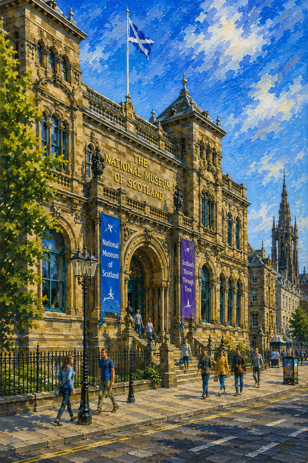 Limited Edition PRINT of my Original Acrylic Painting of National Museum of Scotland, Edinburgh, City of United Kingdom - on Cartridge Paper - No Frame (Size: A4 & A3)