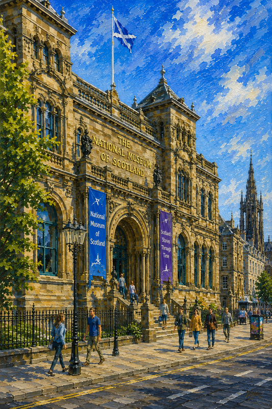 Limited Edition PRINT of my Original Acrylic Painting of National Museum of Scotland, Edinburgh, City of United Kingdom - on Cartridge Paper - No Frame (Size: A4 & A3)