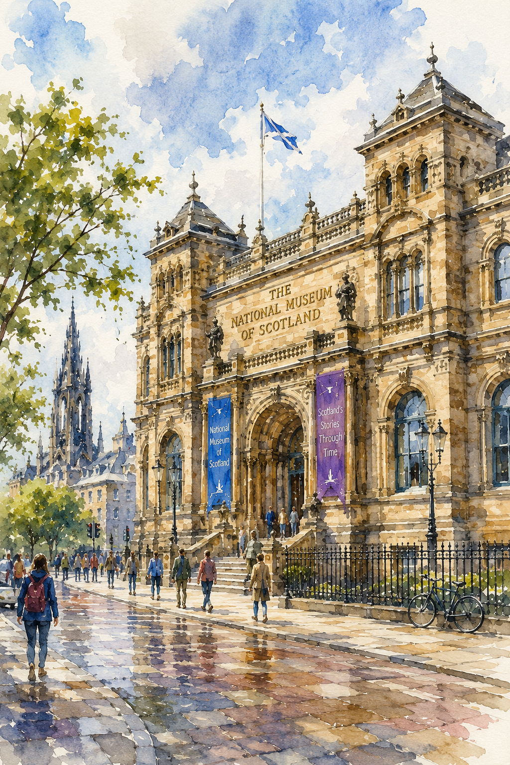 Limited Edition PRINT of my Original WaterColour Painting of National Museum of Scotland, Edinburgh, City of United Kingdom - on Cartridge Paper - No Frame (Size: A4 & A3)