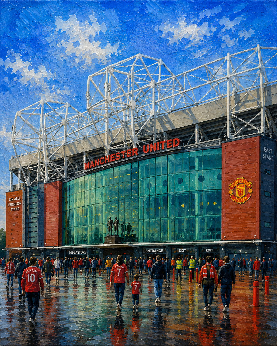 Limited Edition PRINT of my Original Acrylic Painting of Old Trafford, Manchester, City of United Kingdom - on Cartridge Paper - No Frame (Size: A4 & A3)