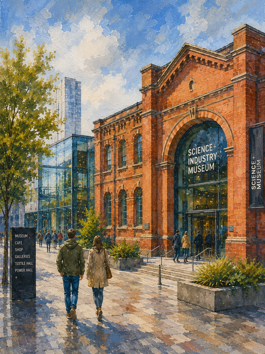 Limited Edition PRINT of my Original Acrylic Painting of Science and Industry Museum, Manchester, City of United Kingdom - on Cartridge Paper - No Frame (Size: A4 & A3)