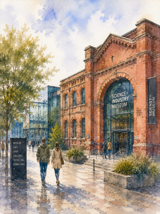 Limited Edition PRINT of my Original WaterColour Painting of Science and Industry Museum, Manchester, City of United Kingdom - on Cartridge Paper - No Frame (Size: A4 & A3)