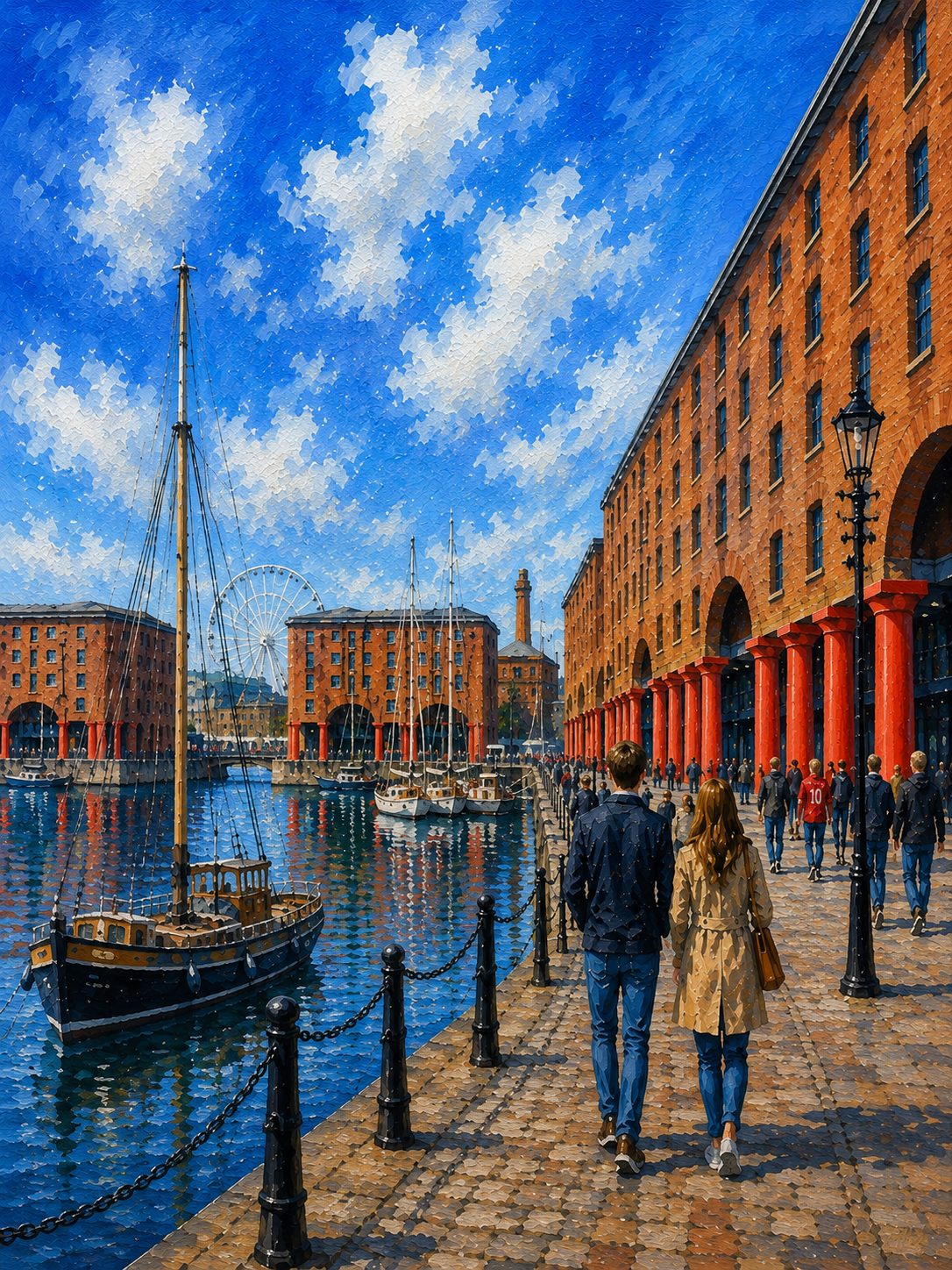 Limited Edition PRINT of my Original Acrylic Painting of Royal Albert Dock, Liverpool City of United Kingdom - on Cartridge Paper - No Frame (Size: A4 & A3)