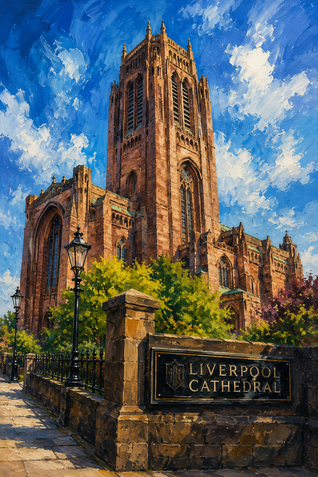 Limited Edition PRINT of my Original Acrylic Painting of Liverpool Cathedral, Liverpool City of United Kingdom - on Cartridge Paper - No Frame (Size: A4 & A3)