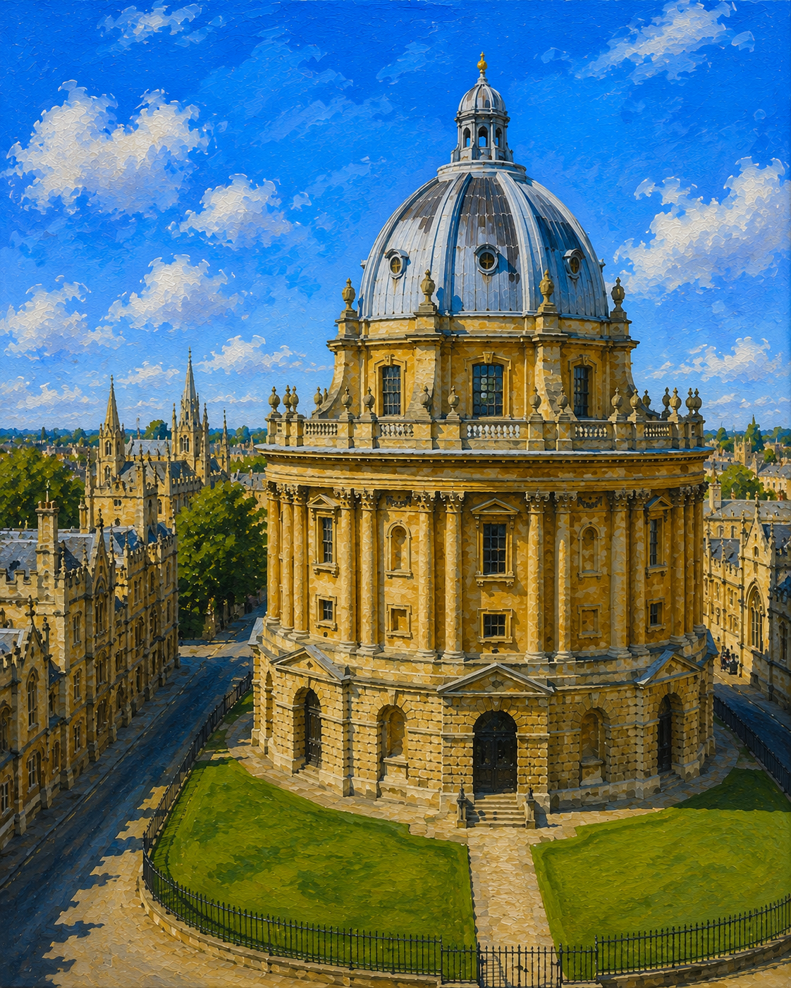 Limited Edition PRINT of my Original Acrylic Painting of Radcliffe Camera, Oxford, City of United Kingdom - on Cartridge Paper - No Frame (Size: A4 & A3)