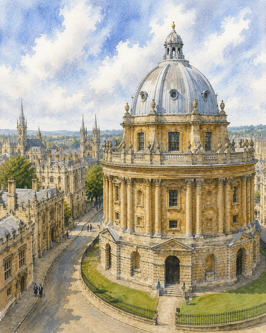 Limited Edition PRINT of my Original WaterColour Painting of Radcliffe Camera, Oxford, City of United Kingdom - on Cartridge Paper - No Frame (Size: A4 & A3)