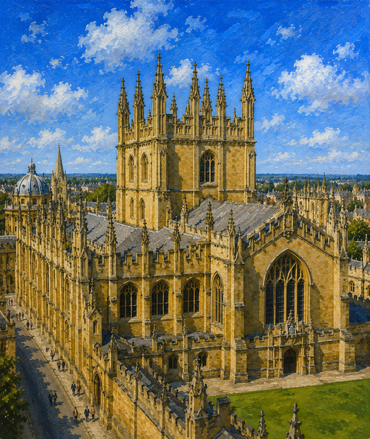 Limited Edition PRINT of my Original Acrylic Painting of Bodleian Library, Oxford, City of United Kingdom - on Cartridge Paper - No Frame (Size: A4 & A3)