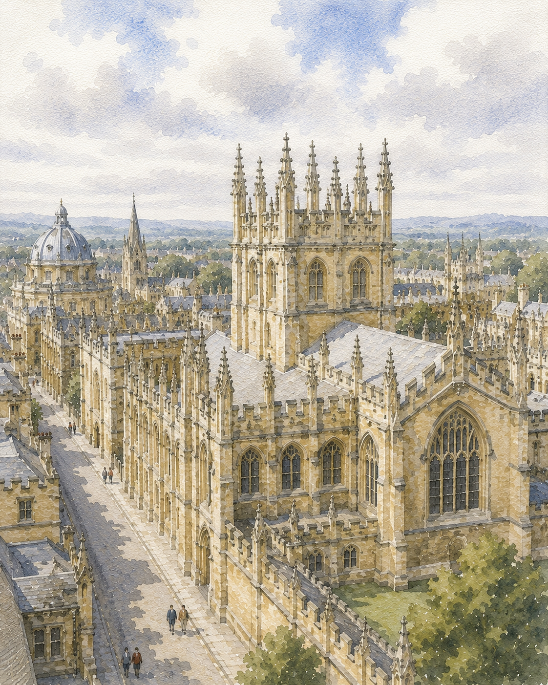 Limited Edition PRINT of my Original WaterColour Painting of Bodleian Library, Oxford, City of United Kingdom - on Cartridge Paper - No Frame (Size: A4 & A3)