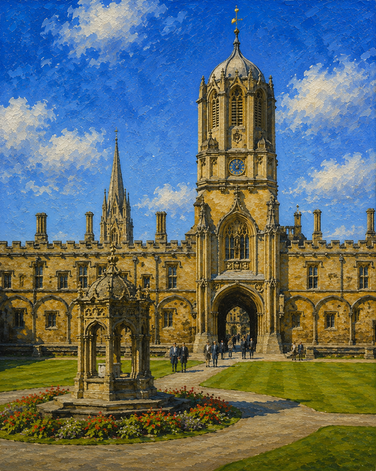 Limited Edition PRINT of my Original Acrylic Painting of Christ Church, Oxford, City of United Kingdom - on Cartridge Paper - No Frame (Size: A4 & A3)