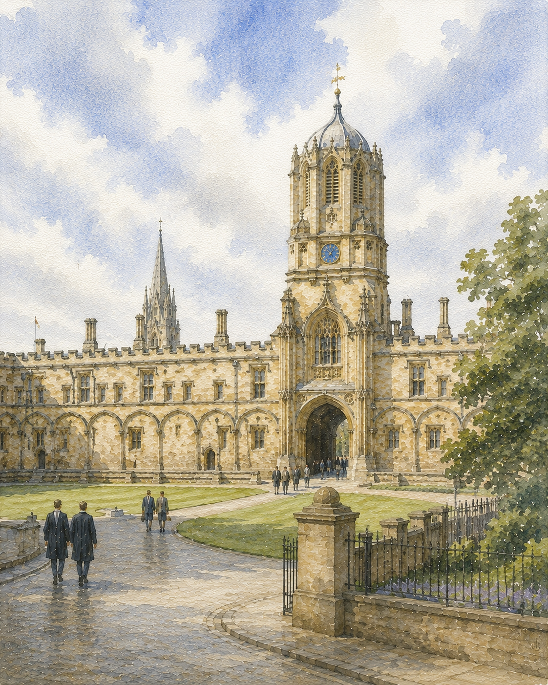 Limited Edition PRINT of my Original WaterColour Painting of Christ Church, Oxford, City of United Kingdom - on Cartridge Paper - No Frame (Size: A4 & A3)