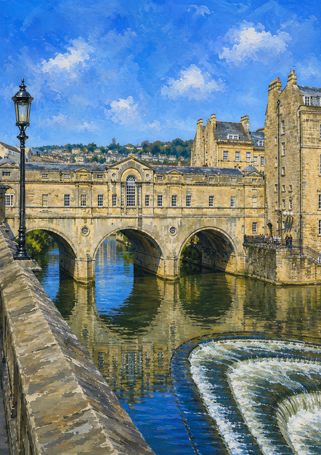 Limited Edition PRINT of my Original Acrylic Painting of  Pulteney Bridge, Bath, City of United Kingdom - on Cartridge Paper - No Frame (Size: A4 & A3)