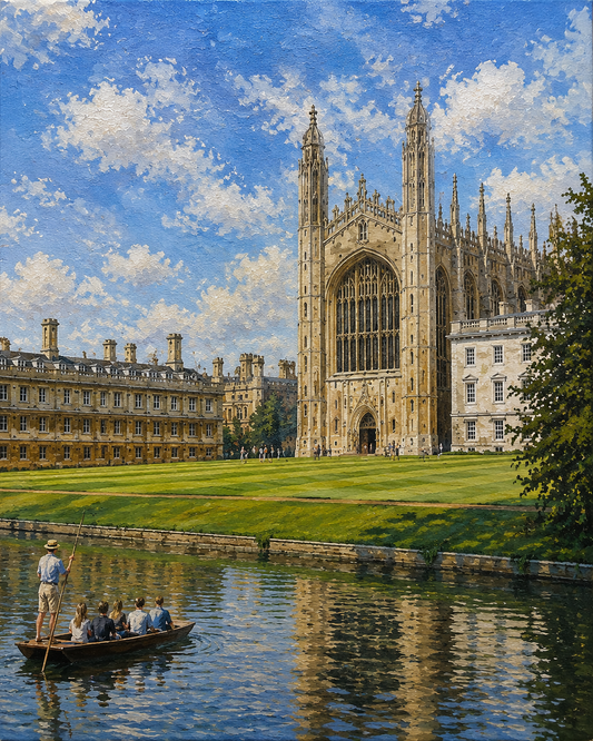Limited Edition PRINT of my Original Acrylic Painting of King's College Chapel, Cambridge, City of United Kingdom - on Cartridge Paper - No Frame (Size: A4 & A3)