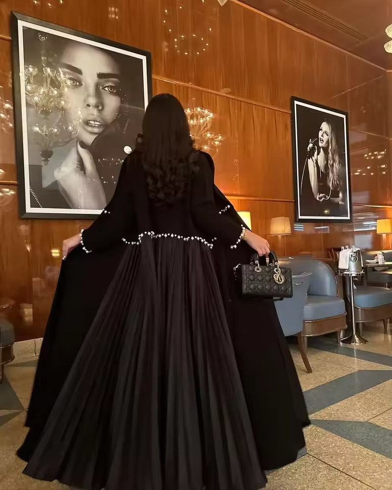 Slit Black Abaya - Long Sleeved Dubai Style Robe