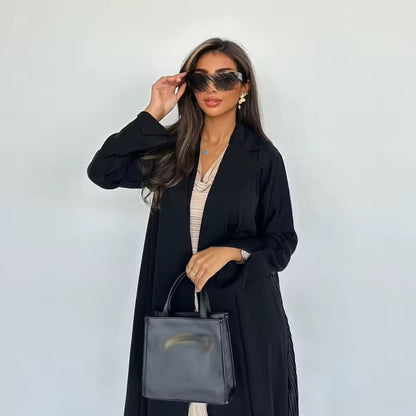 Slit Black Abaya - Long Sleeved Dubai Style Robe