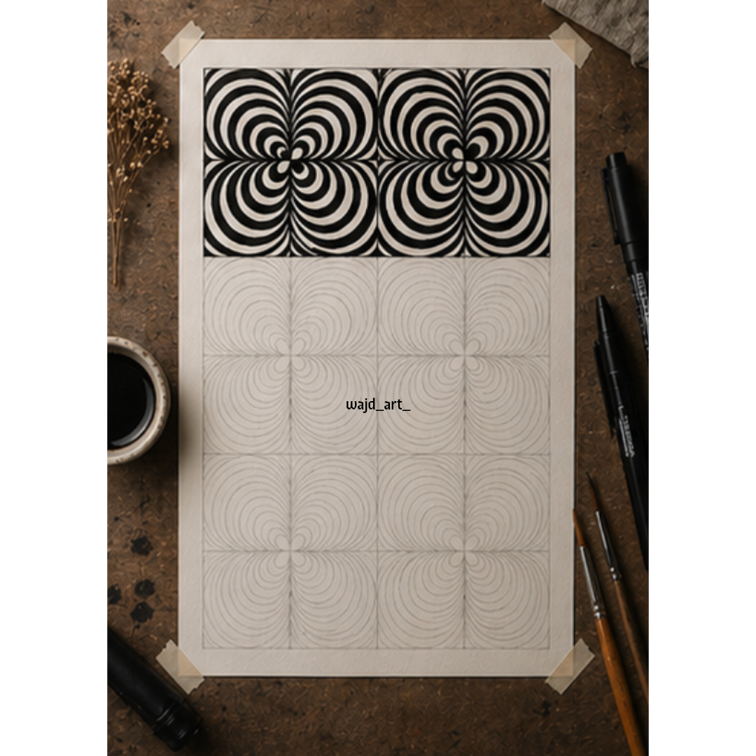Hand Drawn Geometrical Doodling Art on Cartridge Paper- No Frame (Size A4 & A3)