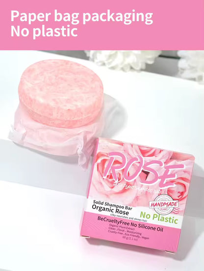 Organic Rose Shampoo Soap Without Silicone, Cleanses the Scalp, Nourishes Hair & Controls Oil