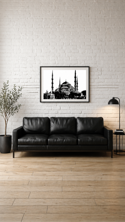 Hand Drawn Blue Mosque, Istanbul - Muslim Art on Cartridge Paper - No Frame (Size: A4 & A3)