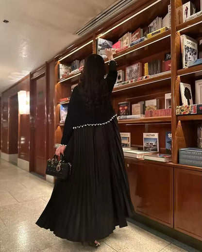 Slit Black Abaya - Long Sleeved Dubai Style Robe