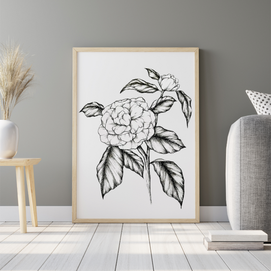 Hand Drawn Floral Art on Cartridge Paper - No Frame (Size: A4 & A3)