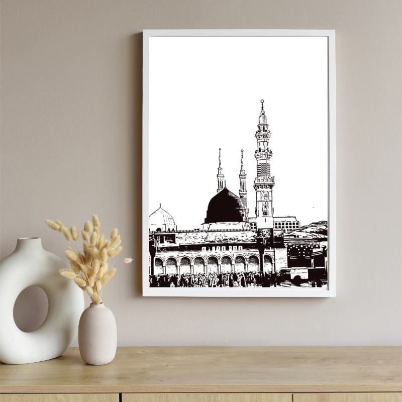Hand Drawn Madina Muslim Art on Cartridge Paper - No Frame (Size: A4 & A3)
