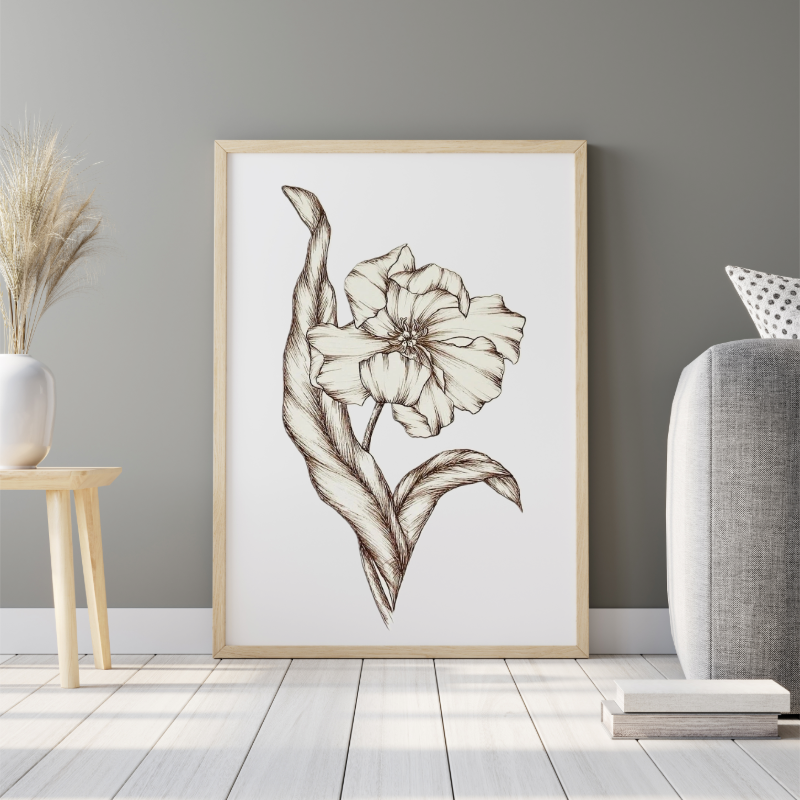 Hand Drawn Floral Art on Cartridge Paper - No Frame (Size: A4 & A3)