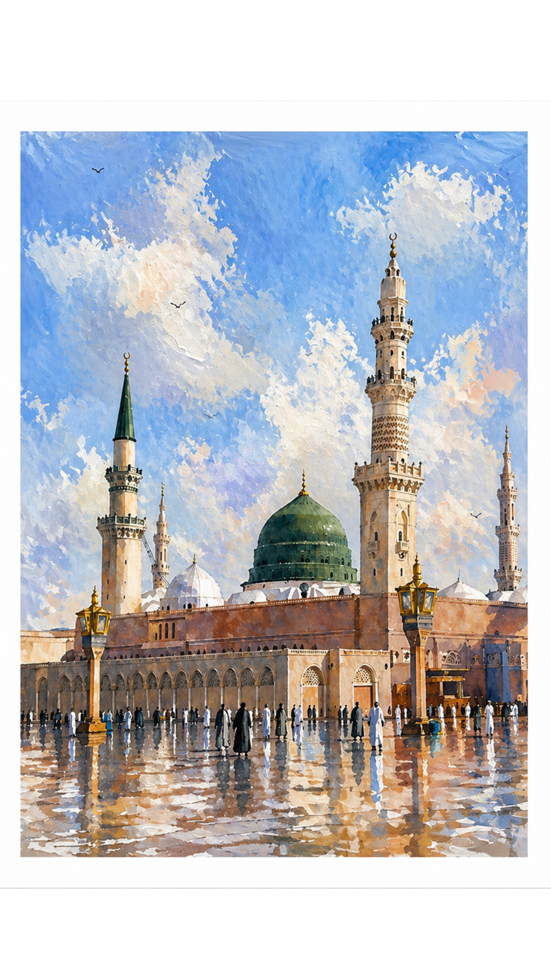 Limited Edition PRINT of my Original Madina, Saudi Arabia, Muslim Acrylic Painting on Cartridge Paper - No Frame (Size: A4 & A3)
