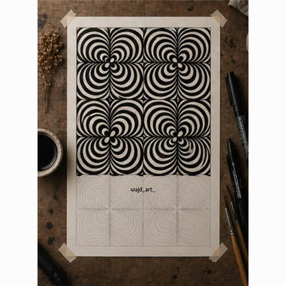 Hand Drawn Geometrical Doodling Art on Cartridge Paper- No Frame (Size A4 & A3)