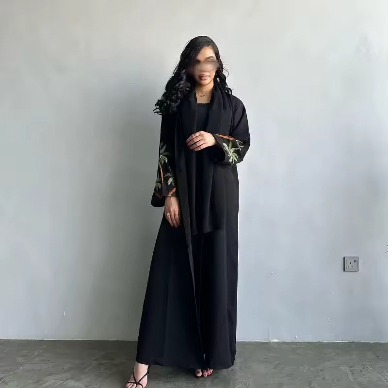 Slit Black Abaya - Long Sleeved Dubai Style Robe