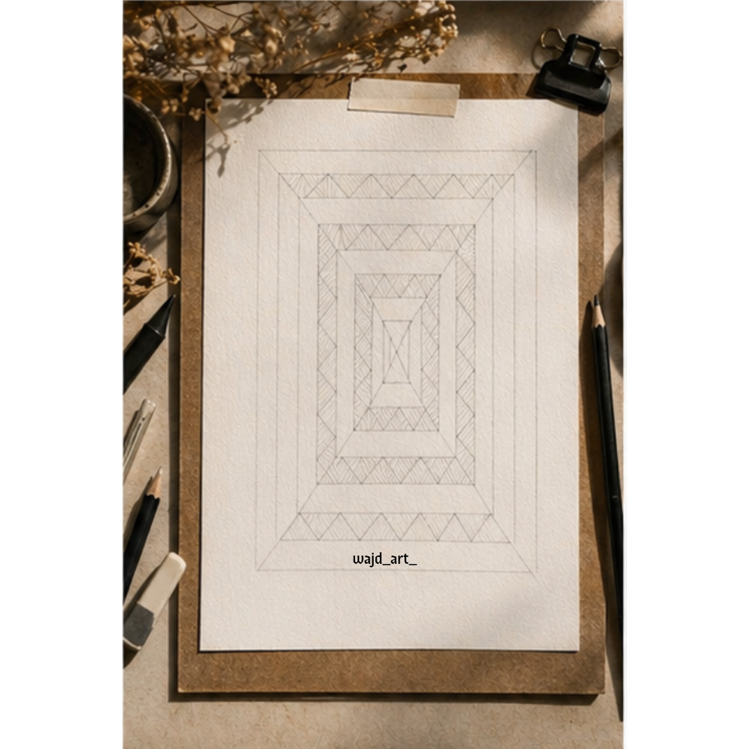 Hand Drawn Geometrical Doodling Art on Cartridge Paper- No Frame (Size A4 & A3)