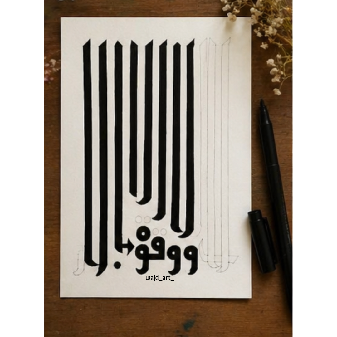 Hand Drawn Muslim Calligraphy Art On Cartridge Paper “La Hawla Wala Quwata Illah Billah Hu” - No Frame (Size: A4 & A3)