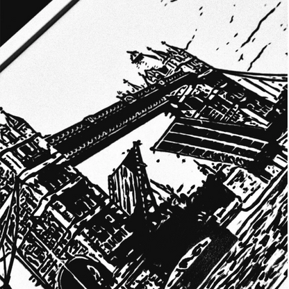 Hand Drawn Tower Bridge City Art on Cartridge Paper - No Frame (Size: A4 & A3)