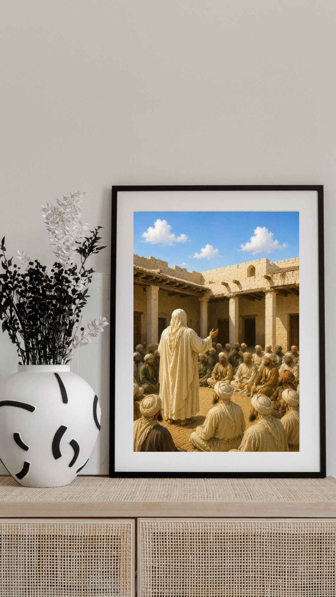 Limited Edition PRINT of my Original Oil Painting of Prophet Muhammad and Last advice to companions - Muslim Painting on Cartridge Paper - No Frame (Size: A4 & A3)